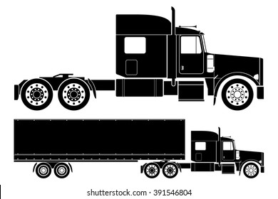 pix 18 Wheeler Silhouette https depositphotos com 445171394 stock illustration silhouette semi truck wheeler vector html