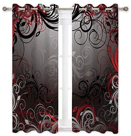 pix Burgundy And Gray Curtains usd