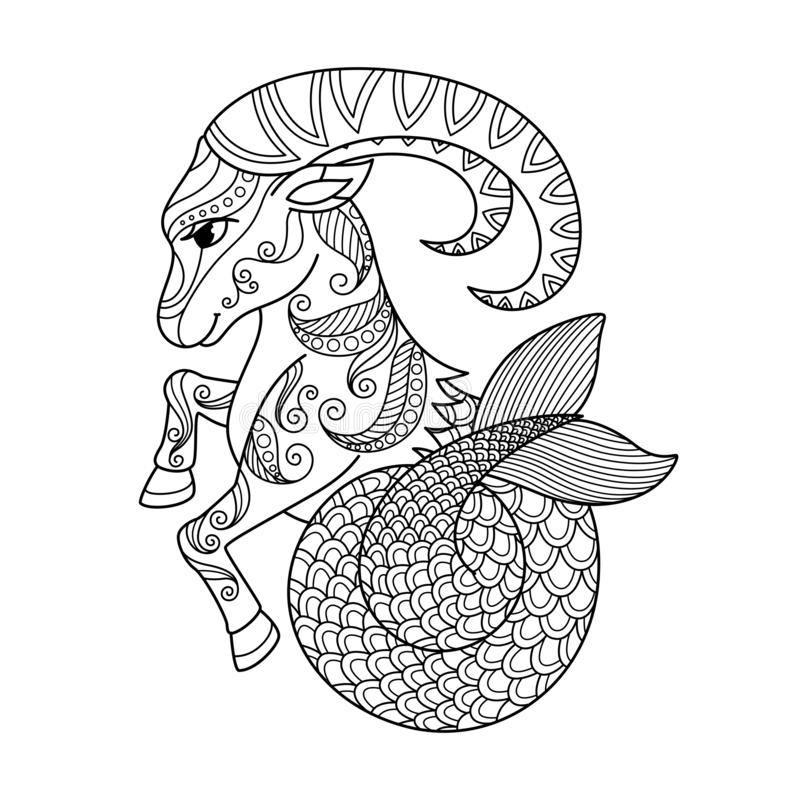 photo Capricorn Coloring Pages For Adults capricorn zodiac sign zentangle