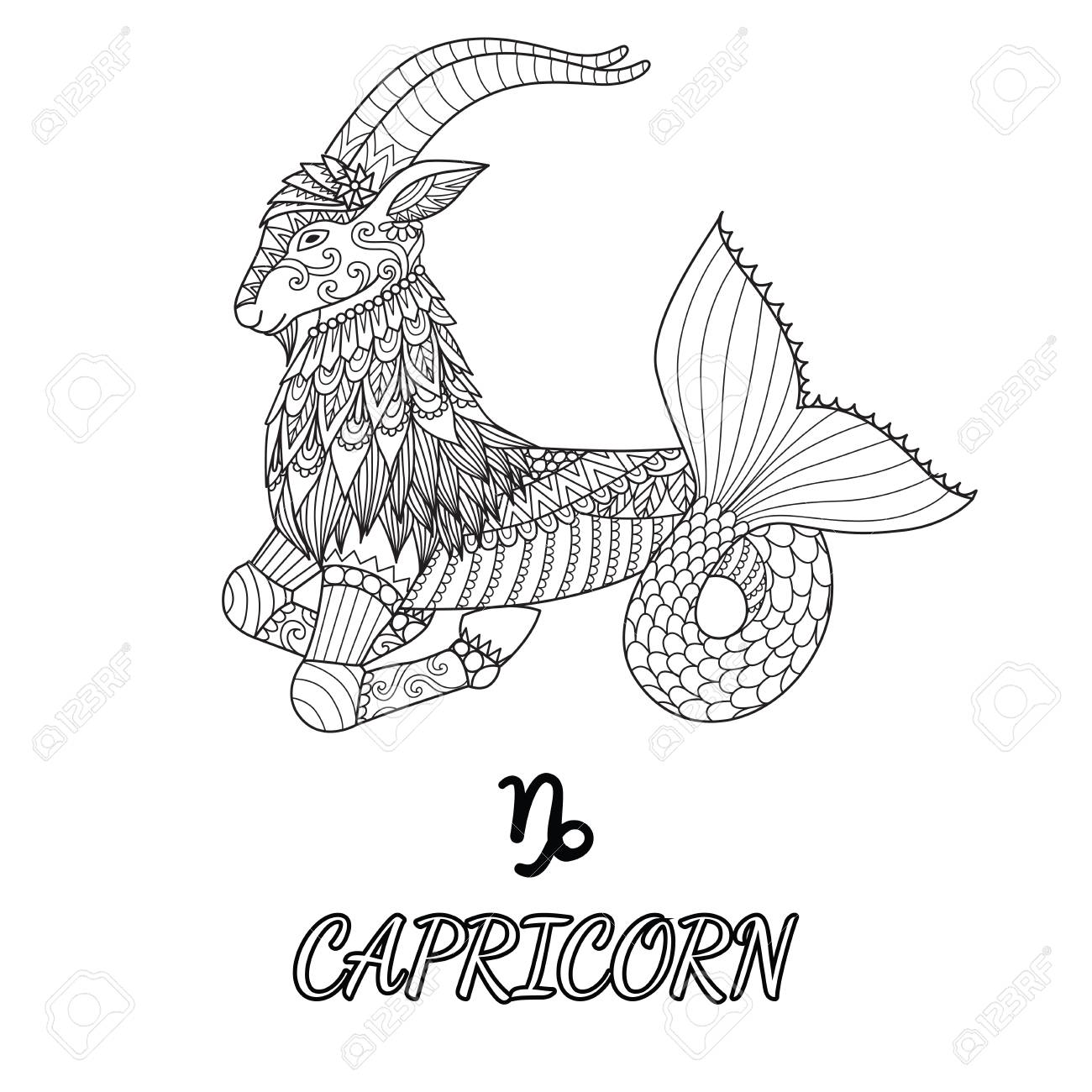 pic Capricorn Coloring Pages For Adults capricorn zodiac sign artwork adult coloring book page beautif vector image by c littlepaw vector stock 275246222