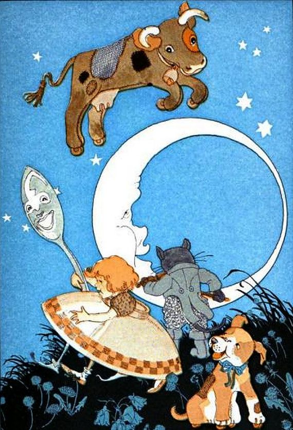 pics Cow Jumped Over The Moon Vintage cow jumped over the moon nursery