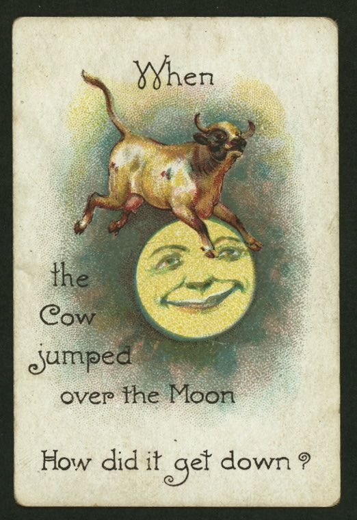 pix Cow Jumped Over The Moon Vintage vintage 1930 s nursery rhyme scene