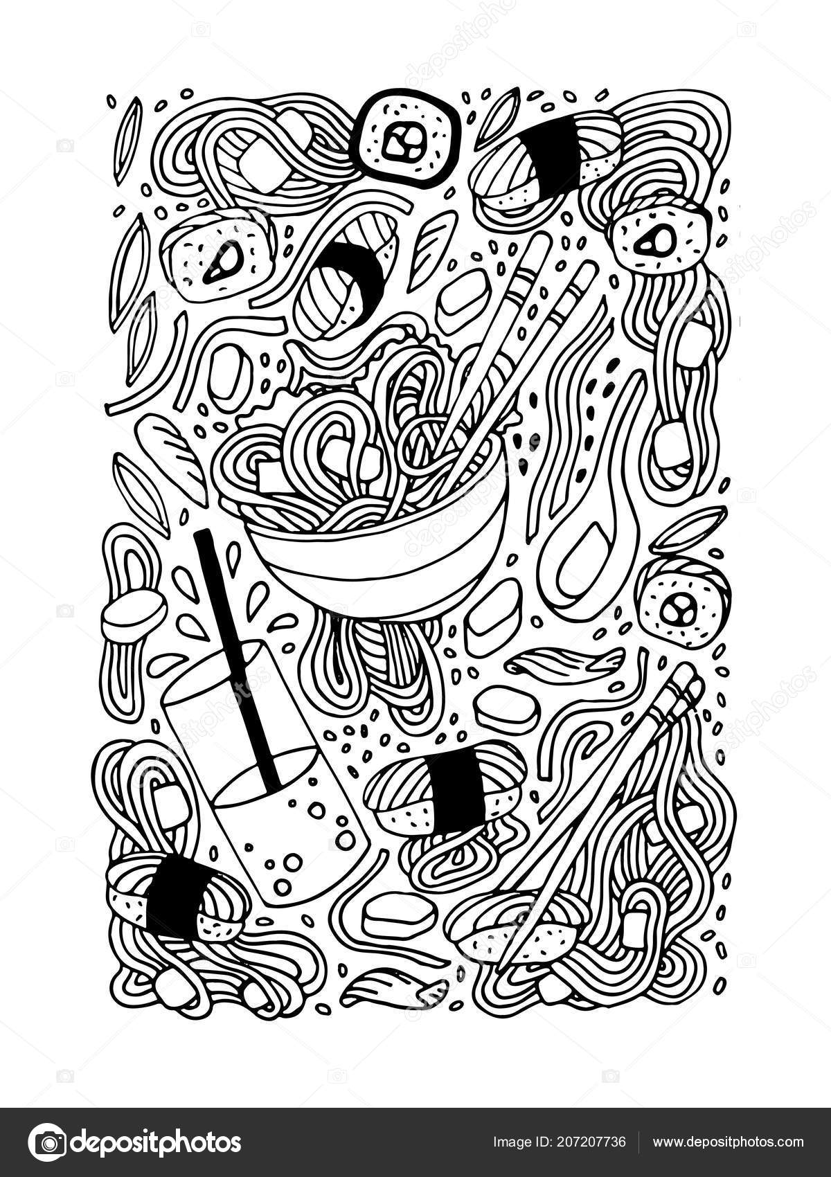 pics Ramen Doodle https depositphotos com 207207736 stock illustration ramen and sushi doodle style html