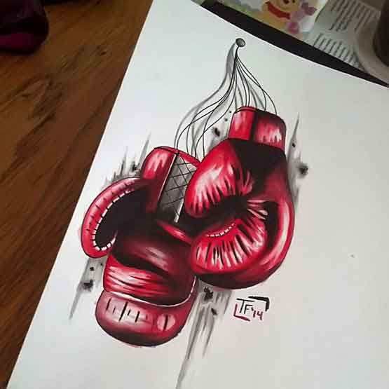 Red Boxing Gloves Tattoo Serunen
